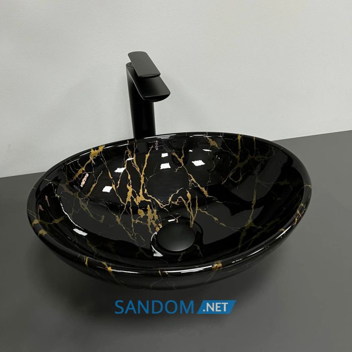 Умывальник накладной VBI PARMA MARBLE BLACK GLOSSY 41,5x33,5