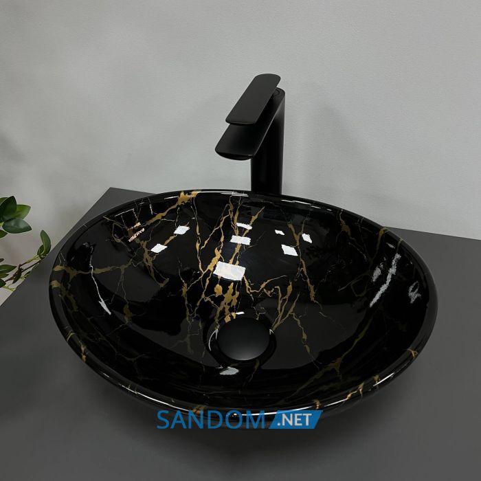 Умывальник накладной VBI PARMA MARBLE BLACK GLOSSY 41,5x33,5