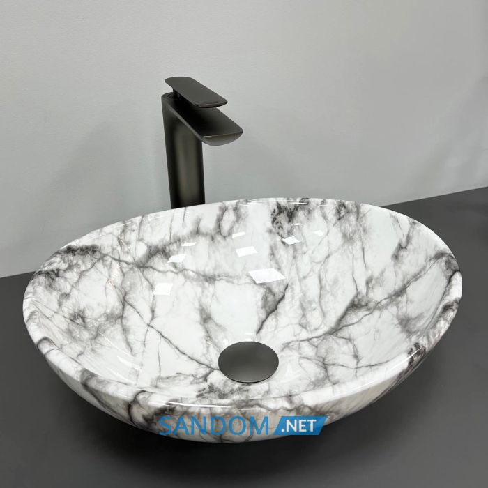 Умывальник накладной VBI PARMA STATUARIO GREY VEINS GLOSSY 41,5x33,5