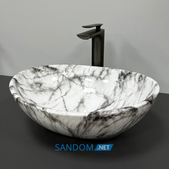 Умывальник накладной VBI PARMA STATUARIO GREY VEINS GLOSSY 41,5x33,5