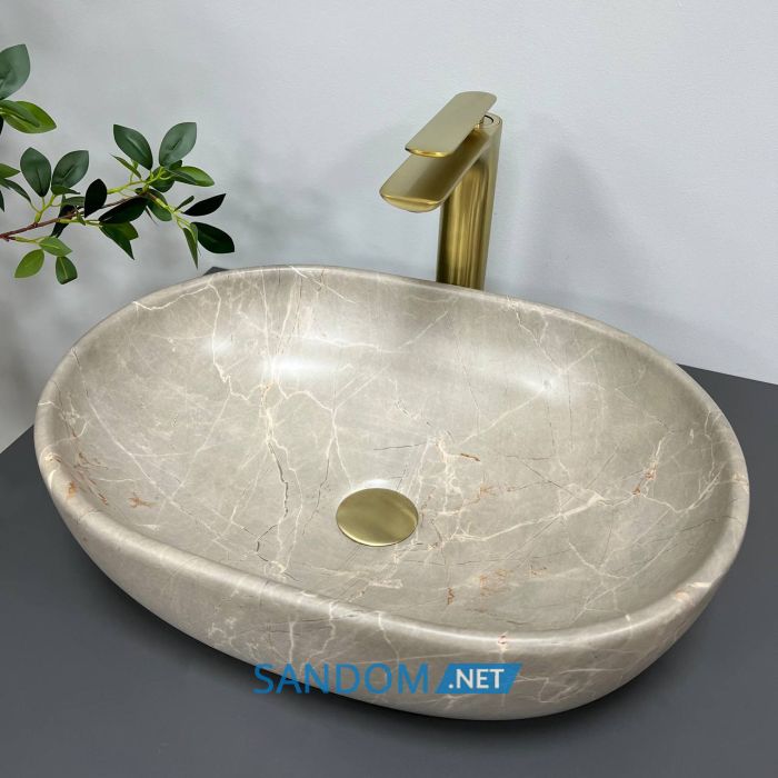 Умывальник накладной VBI MODENA S BEIGE STONE MATT 48,5x34,5