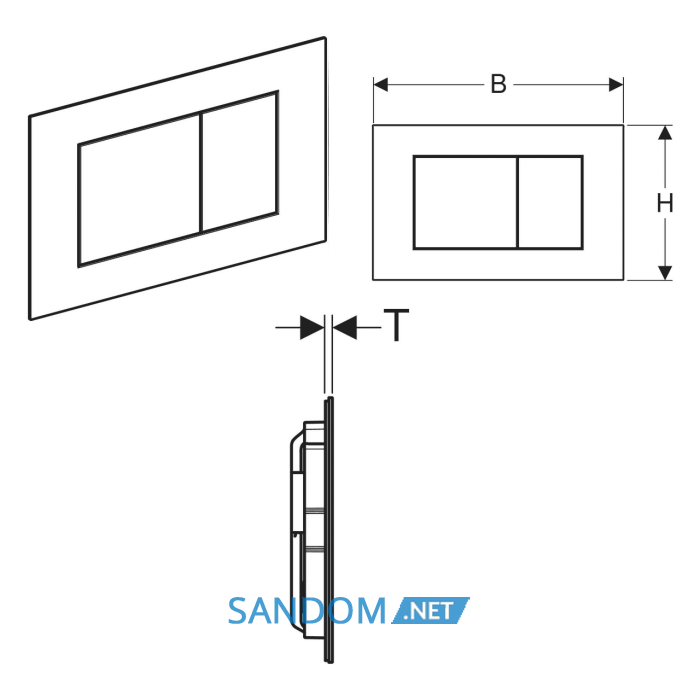 SIGMA40 SQUARE змивна клавіша для подвійного змиву, білий матовий, легко чиститься