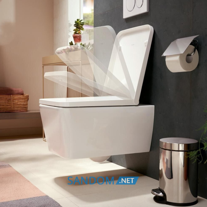 ELU PURA Q унітаз підвісний 54*36,6см AquaFall Flush, в комплекте з сидінням з функцією SoftClose and QuickRelease