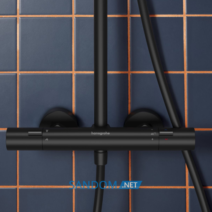 ACTIVERA S 240 1jet EcoSmart Showerpipe душова система з термостатом, чорний матовий