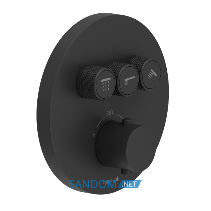 KUCERA Smart Click змішувач прихованого монтажу (термостат 3 функції, кнопкове перемикання, регулювання потоку), чорний матовий