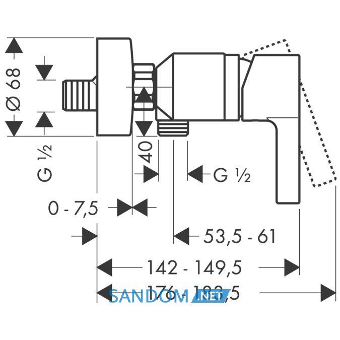 Metris S - змішувач в душову кабіну HANSGROHE 31660000
