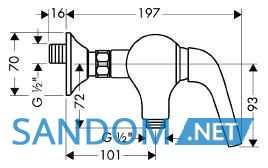Axor Terrano - змішувач в душову кабіну (хром) HANSGROHE 37600000