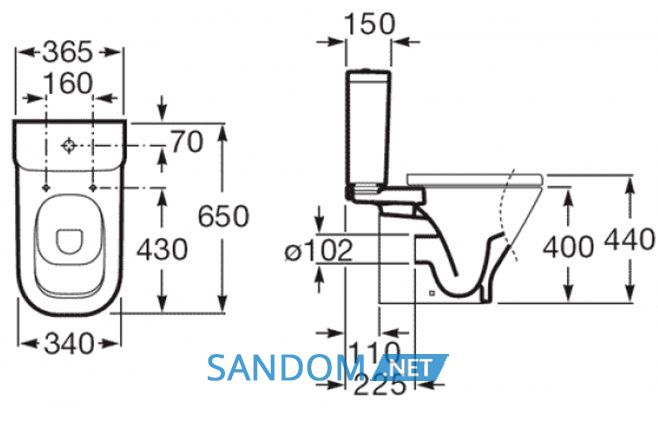 Gap чаша унiтазу, горизонтальний випуск