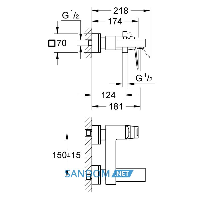 Eurocube Змішувач одноважiльний для ванни DN 15