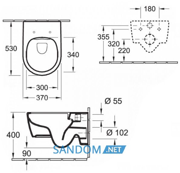 AVENTO унiтаз пiдвiсний, гориз випуск, Direct Flush, з сидiнням QuickRelease, SoftClosing
