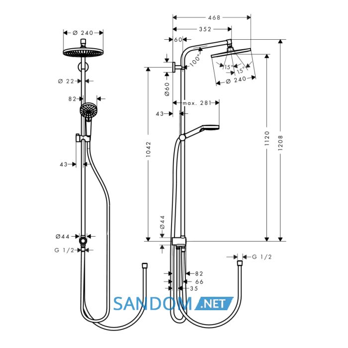 Crometta S 240 1jet Showerpipe Reno  Душова система