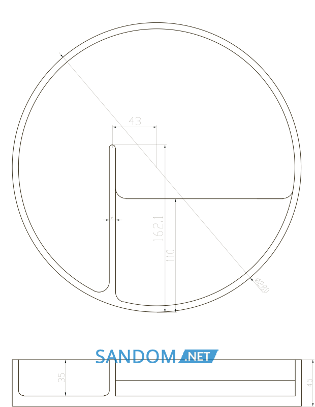 Тарілка для косметики, кам'яна Solid surface D280 * 45mm