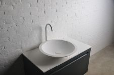 Умивальник 51,5*10,5см накладний кам'яний круглий Solid surface