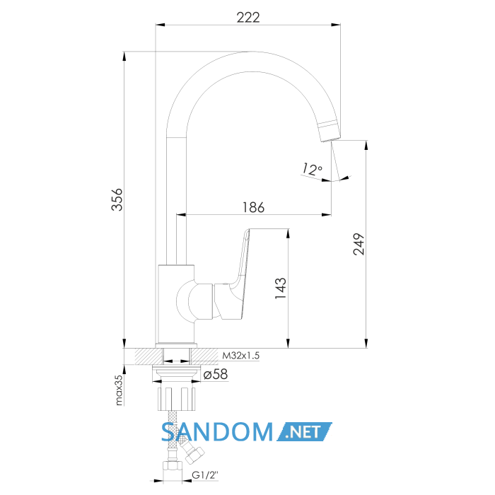 Смеситель для кухни Imprese Kampa 55285, хром