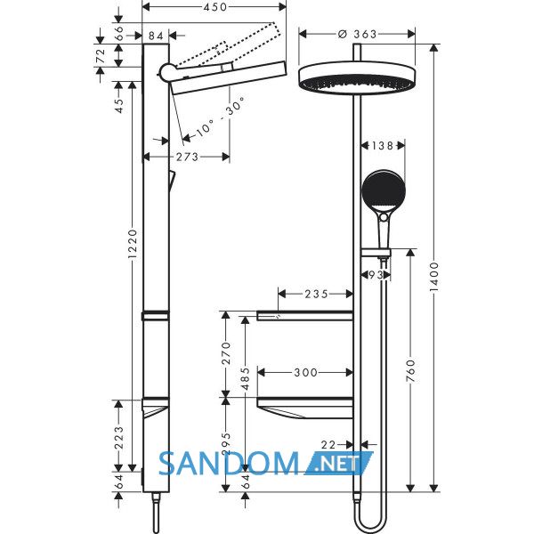 Rainfinity Showerpipe Душова система 360 1jet прихованого монтажу, бiлий матовий