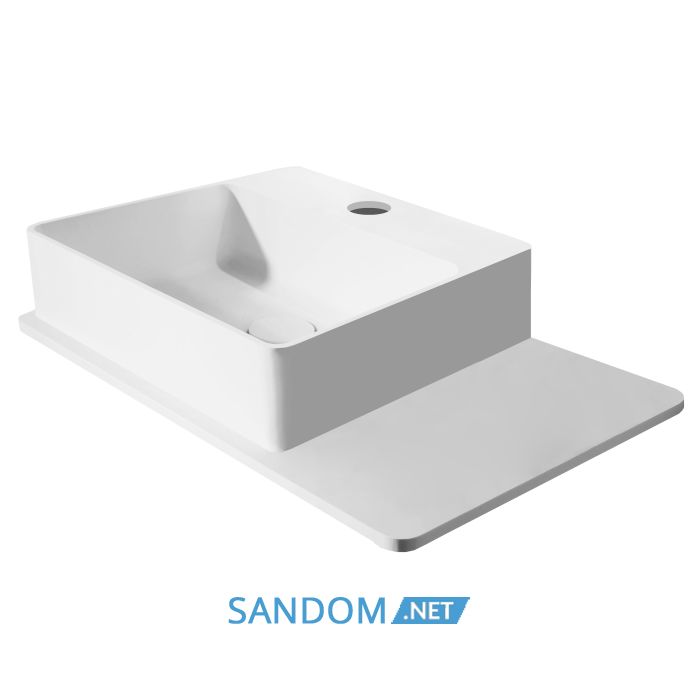Умивальник 58*37*12,5см підвісний, з поличкою кам'яний Solid surface
