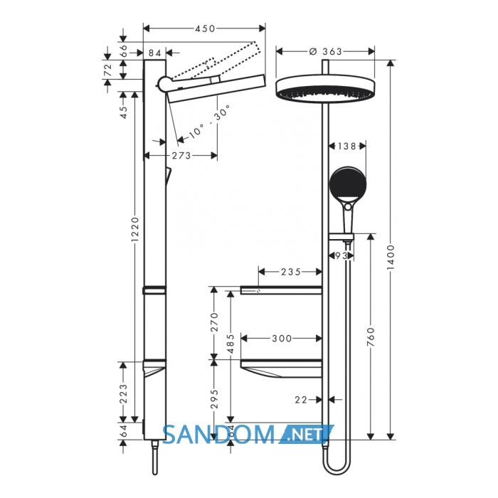 Rainfinity Showerpipe Душова система 360 1jet прихованого монтажу, хром