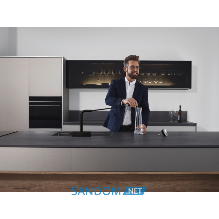 AQUNO SELECT M81 змiшувач для кухнi, одноважiльний, 250, з витяжним виливом, 2jet, sBox, чорний матовий