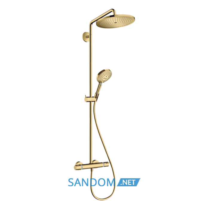 CROMA SELECT S душова система Showerpipe 280, 1jet, з термостатом, з ручним душем Raindance Select S 120, 3jet, полiроване золото