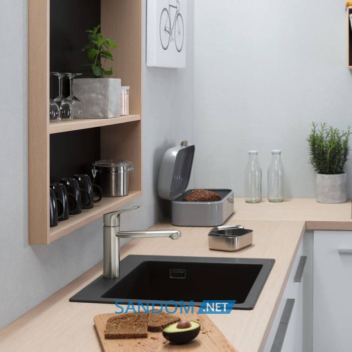 S510-F450 мийка для кухнi, вбуд., розмiри вирiзу: 54*49см, iз матерiалу Silicatec, колiр чорний графiт