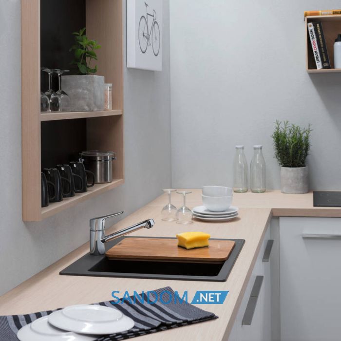 S510-F450 мийка для кухнi, вбуд., розмiри вирiзу: 54*49см, iз матерiалу Silicatec, колiр чорний графiт