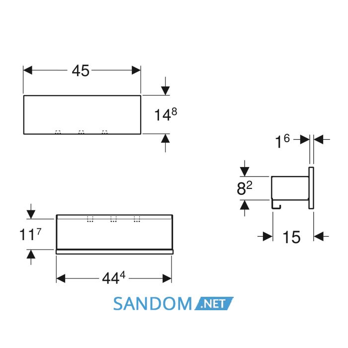 SMYLE SQUARE полка настінна 45*14,8*15см, лава/з порошковим покриттям матовий, пісочно-сірий/фарбований високоглянцевий