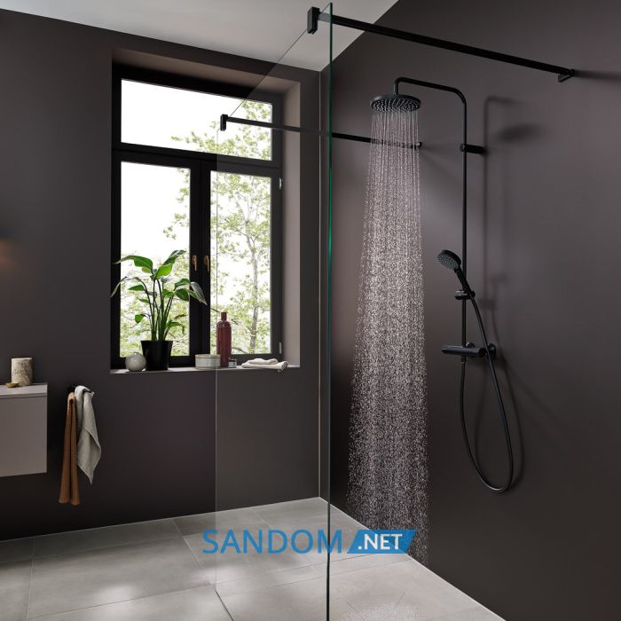 VERNIS BLEND душова система Showerpipe 220 з термостатом,  чорний матовий