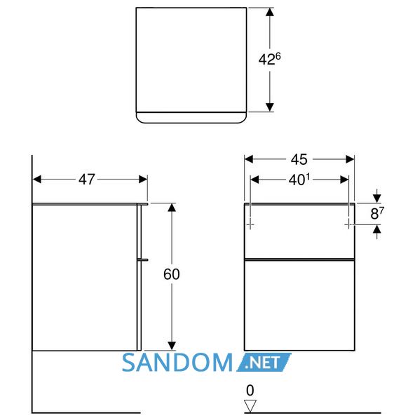 SMYLE SQUARE тумба 45*60*47см, з 2 ящ., лава/фарбований матовий, лава/з матовим порошковим покрыттям