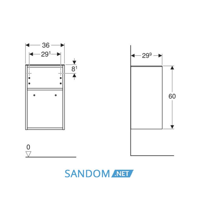 SMYLE SQUARE тумба 36*60*29,9см, відчинена, лава/фарбований матовий