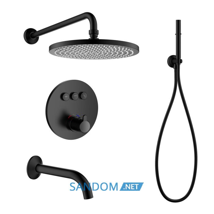 SMART CLICK система душова прихованого монтажу, термостат 3 функції, форма R (ZMK101901238+ZMK101901217+ZMK101901218+ZMK101901228), чорний