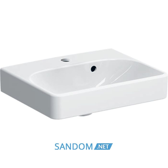SMYLE SQUARE умивальник 45*16*36см, з асиметричним переливом, отв для змішувача в центрі, перелив видимий