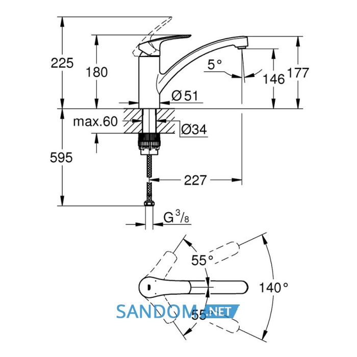 Змішувач для кухні GROHE EUROSMART NEW 33281003, хром