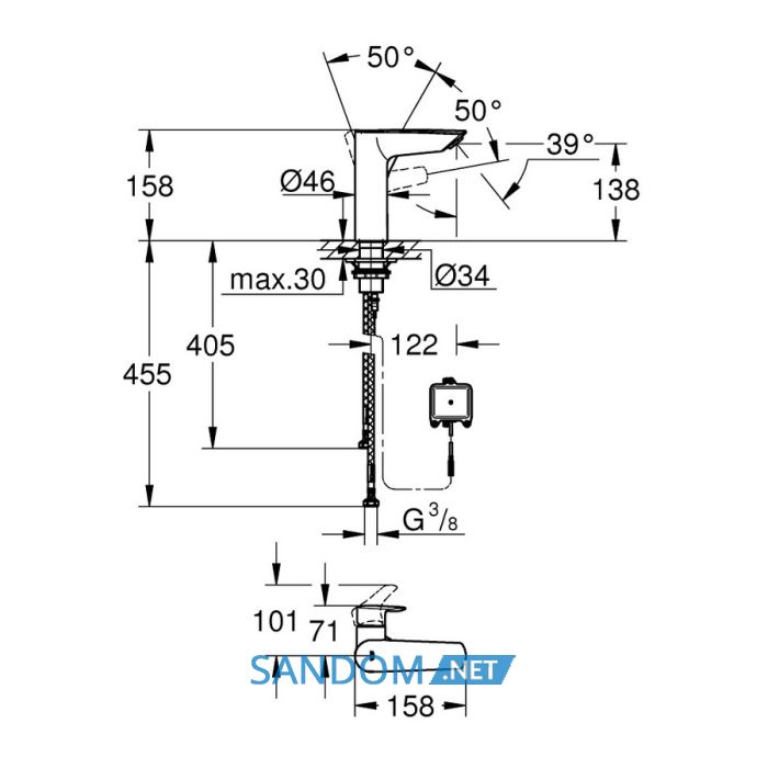 Змішувач для умивальника GROHE EUROSMART NEW 23975003, хром