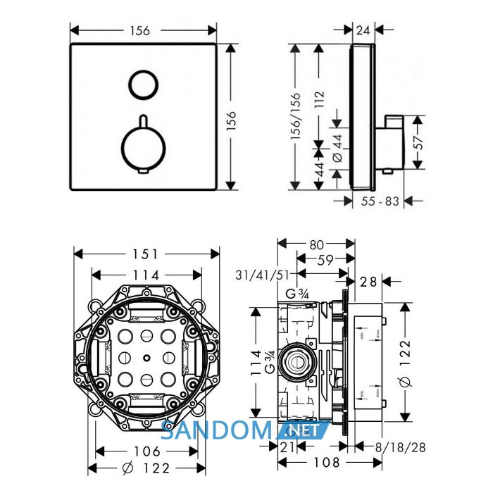 Змішувач для душа HANSGROHE SHOWER SELECT 15737600+01800180, хром