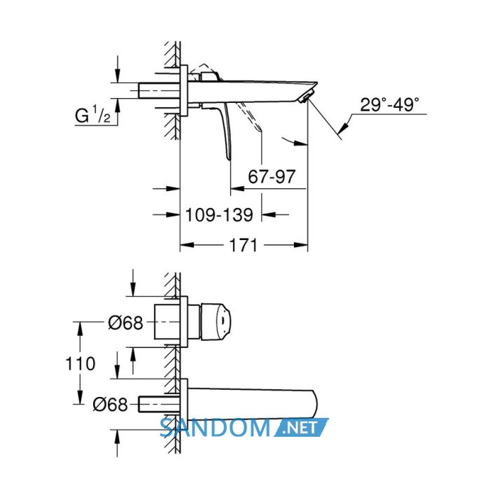 Змішувач для умивальника GROHE EUROSMART 29337003