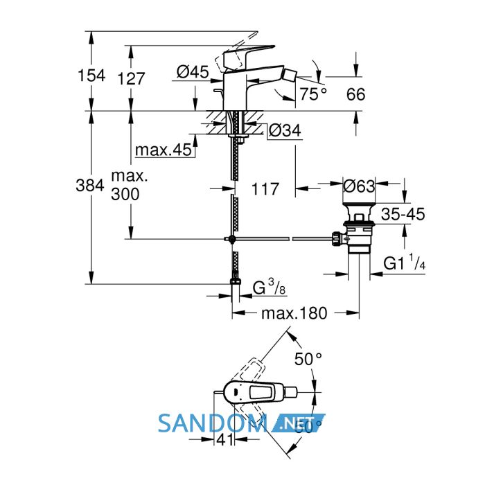 Змішувач для біде GROHE BAULOOP 23338001