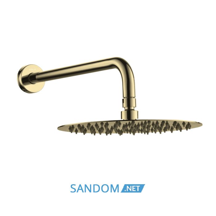 CASCADA R100 душ верхній, d300 мм, кронштейн, SS, cepillado oro