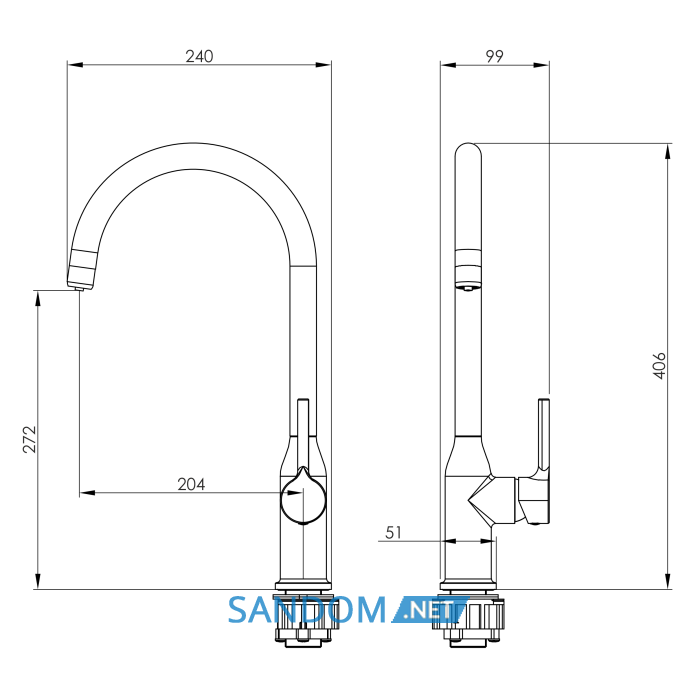 Смеситель для кухни Imprese Kucera f03403410AC с подключением питьевой воды, черный матовый