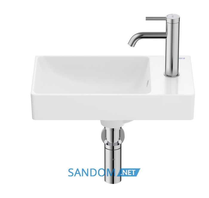 ONA умивальник асиметричний Compacto 45x26 см, з отвором під змішувач, Fineceramic, білий