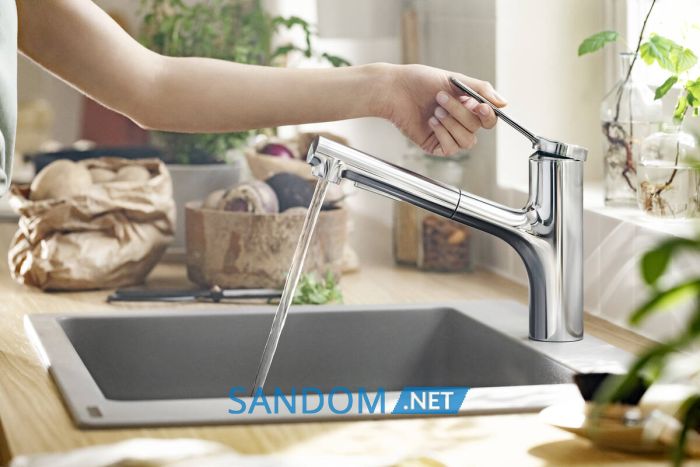 ZESIS M33 змішувач для кухні 150, 1jet , ECO з висувним виливом, колір хром