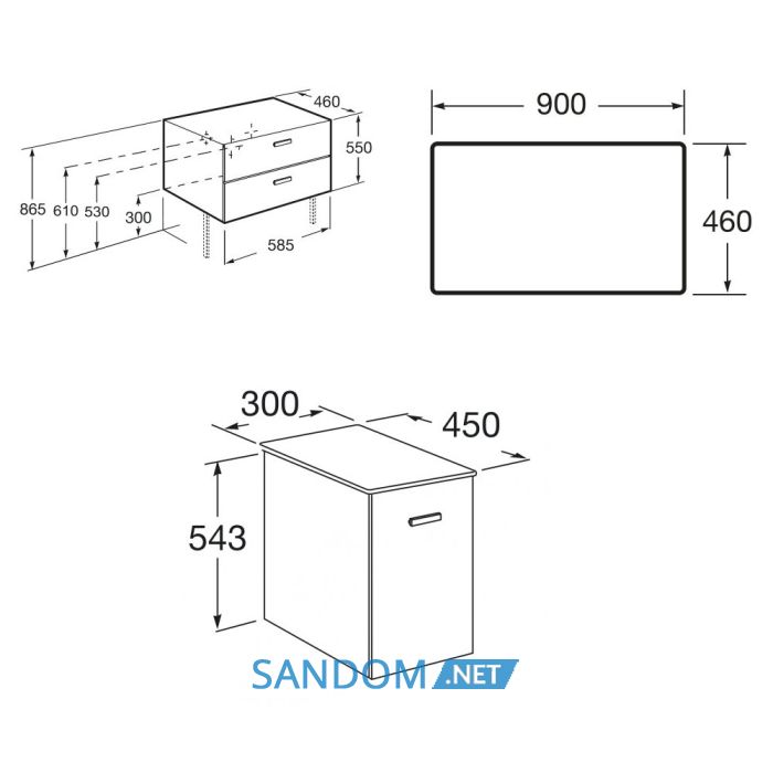 VICTORIA BASIC MODULAR комплект 89см: тумба 59см під накладний умивальник; модуль 30см із дверцятами; стільниця89 см; колір:білий/білий/дуб