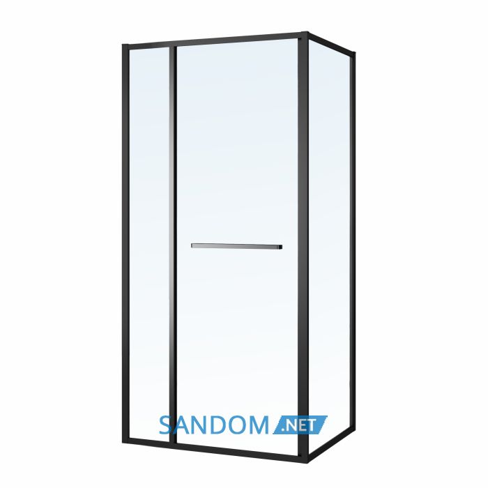 CRUZE душова кабіна 90*90*200см, тип дверей COME IN, профіль чорний, прозоре скло