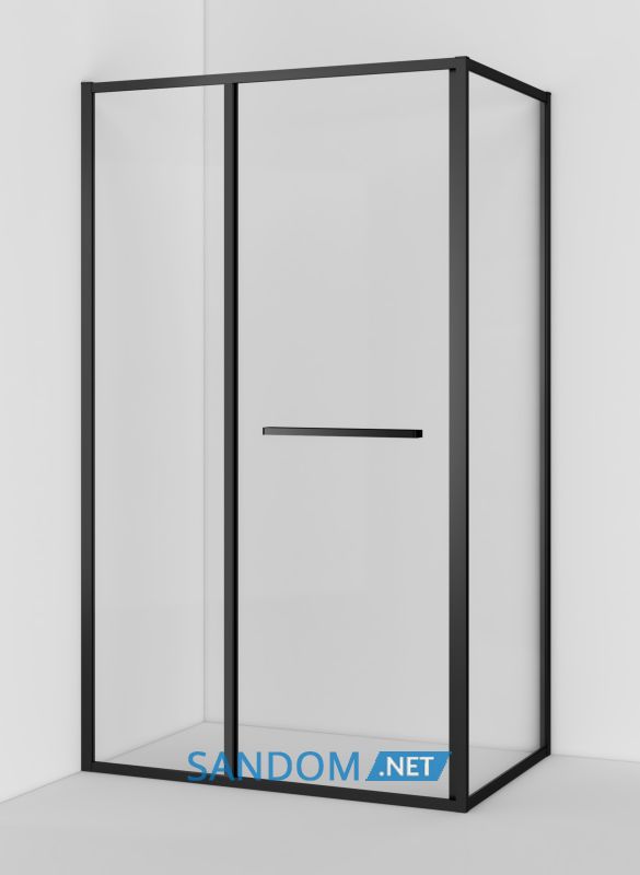 CRUZE душова кабіна 80*120*200см, тип дверей COME IN, профіль чорний, прозоре скло