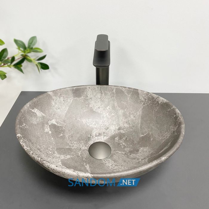 Умивальник накладний VBI PARMA DARK GREY STONE MATT 42x34