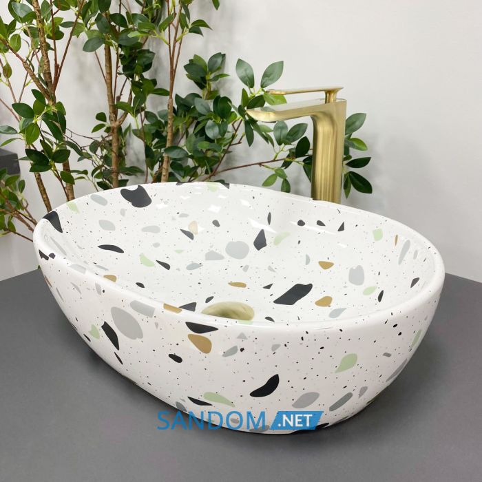 Умивальник накладний VBI MODENA S TERAZZO GLOSSY 48,5x35