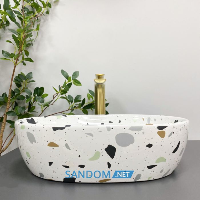 Умивальник накладний VBI MODENA S TERAZZO GLOSSY 48,5x35