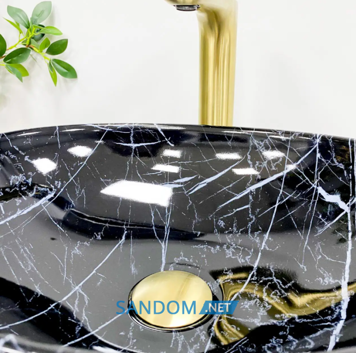 Умивальник накладний VBI PARMA BLACK STONE GLOSSY 41,5x33,5