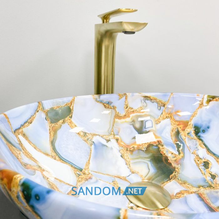 Умивальник накладний VBI PARMA MARBLE BLUE GLOSSY 41,5x33,5