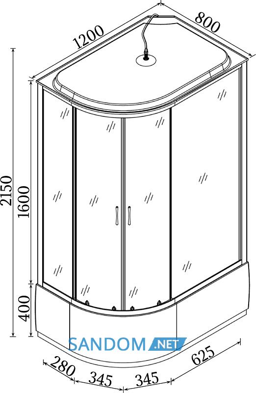 Душовий бокс BRAVO OBRA H120FFS 120x80x215