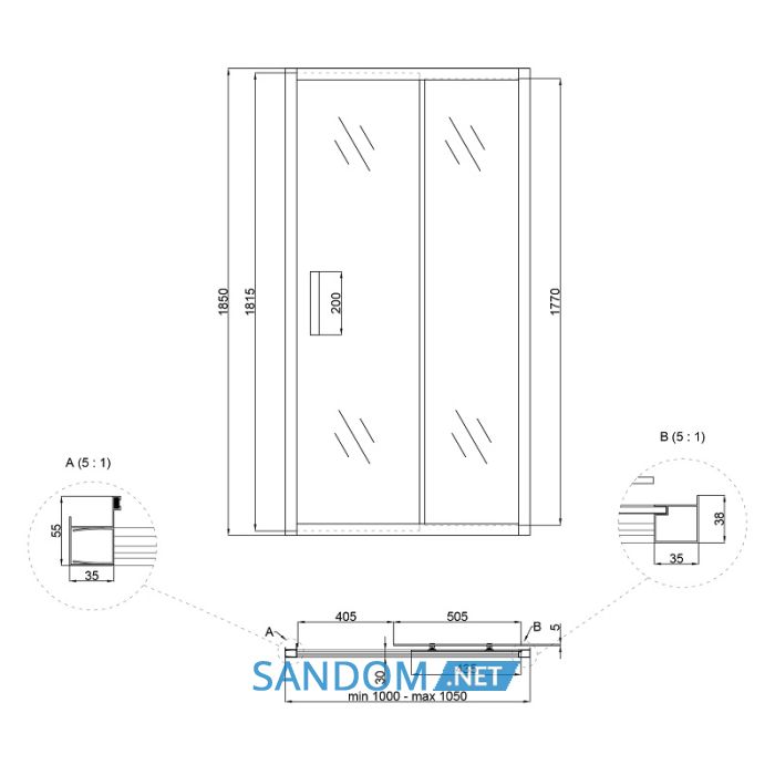 Душевая дверь в нишу Lidz Zycie SD100x185.CRM.FR Frost